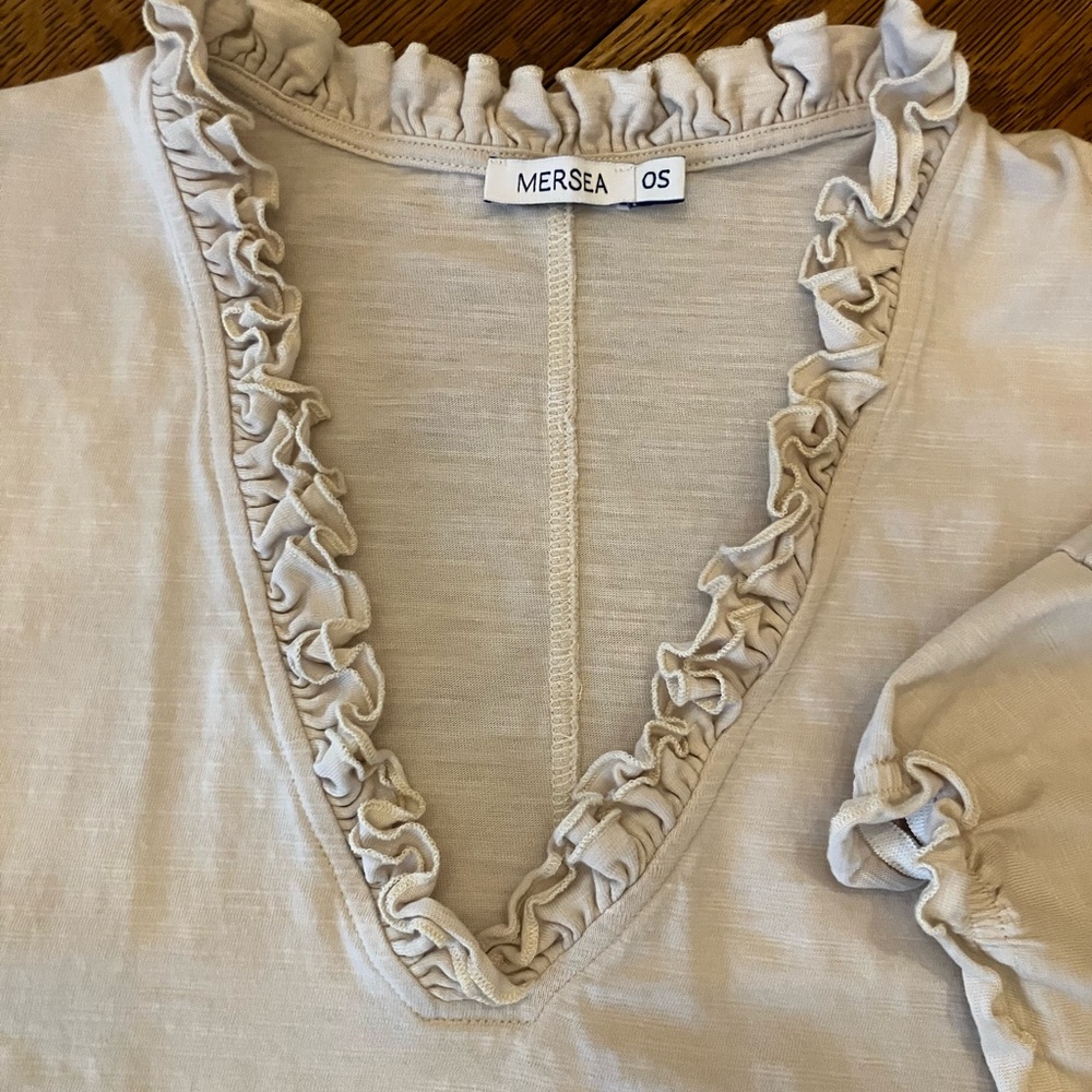 Mersea Women's Beige Ruffle Blouse